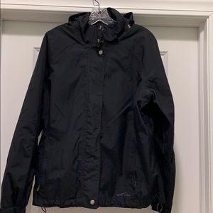 Ladies Eddie Bauer black  rain jacket. Size XL